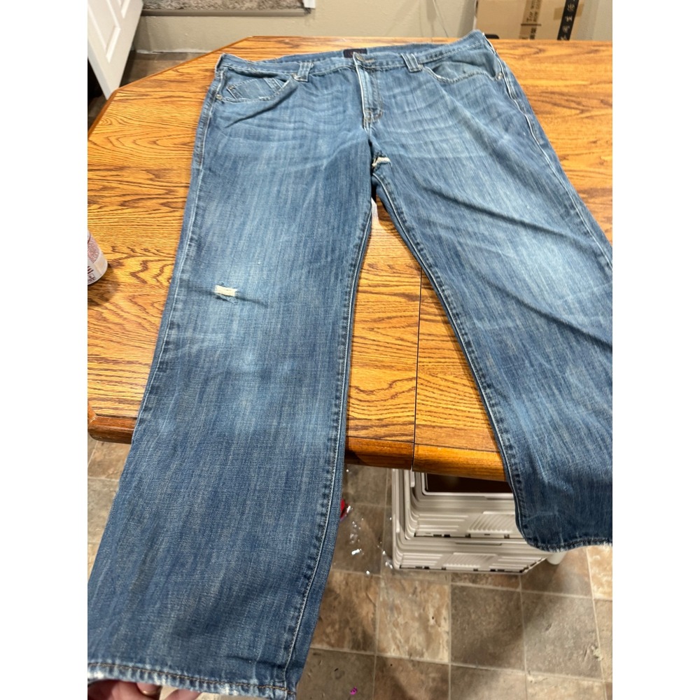 Rock & Republic Mens Relaxed Straight Leg Jeans Blue Wing Logo 42x32